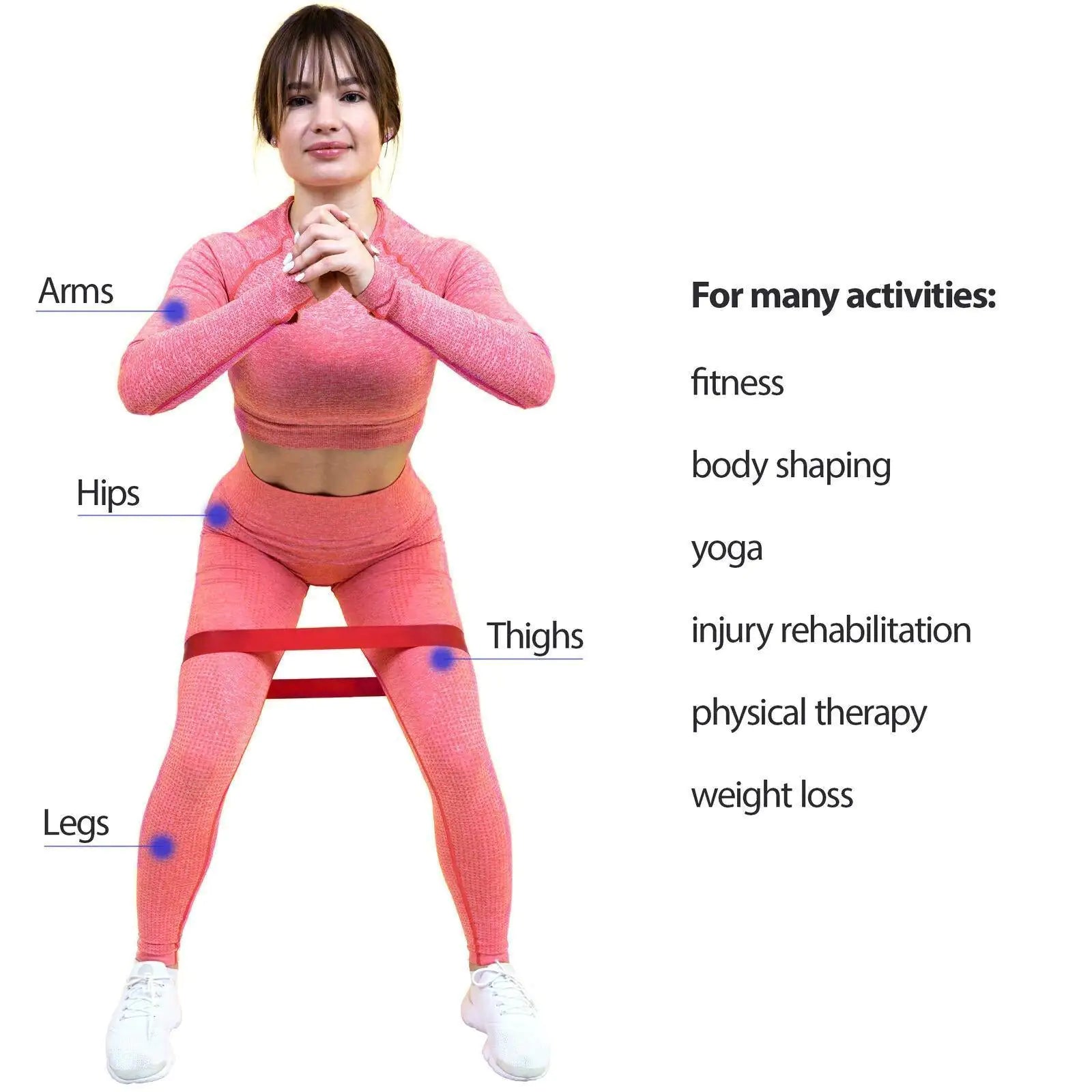 Resistance Bands Exercise Set Fitness Workout Stretch Elastic Loop Legs Therapy